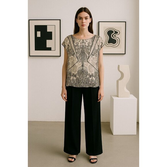 Willow and Clay Black Ivory Silk Top Small Whimsygoth Boho Chic Coquette - Picture 3 of 12